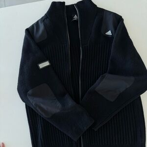 Adidas wool Men's Black Zip-Up Sweater sz xl